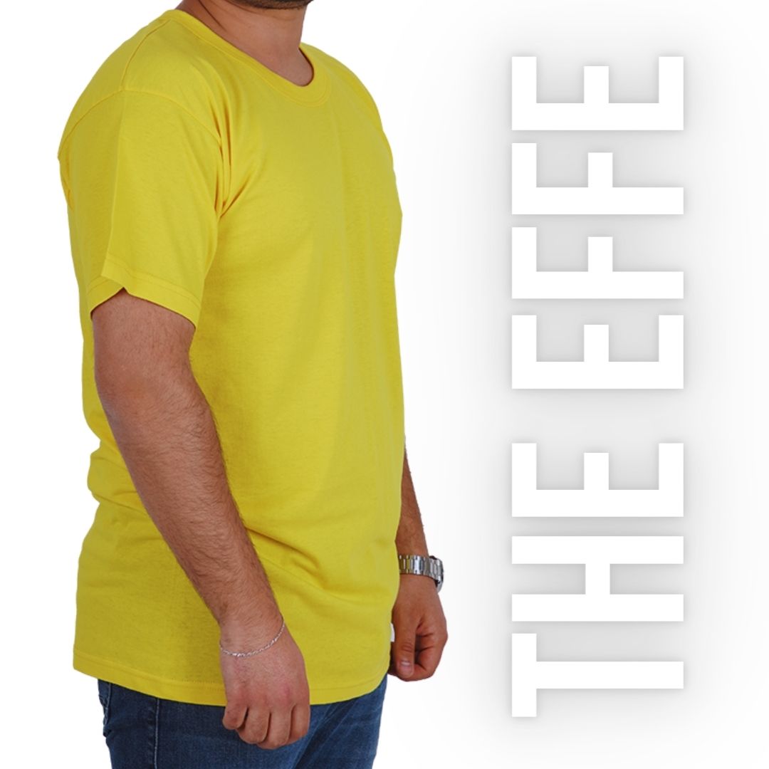Sıfır Yaka T-shirt Sarı - Basic (Promosyon)- Numune