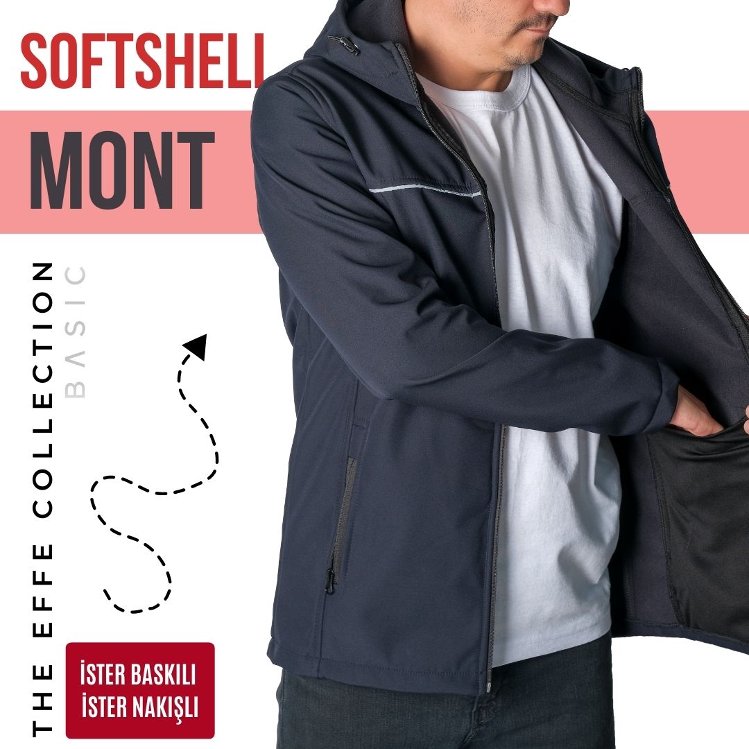 Softshell Mont Kapşonlu / Lacivert - Toptan İş Kıyafeti