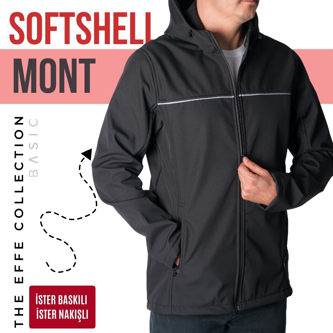Softshell Mont Kapşonlu / Siyah - Toptan İş Kıyafeti