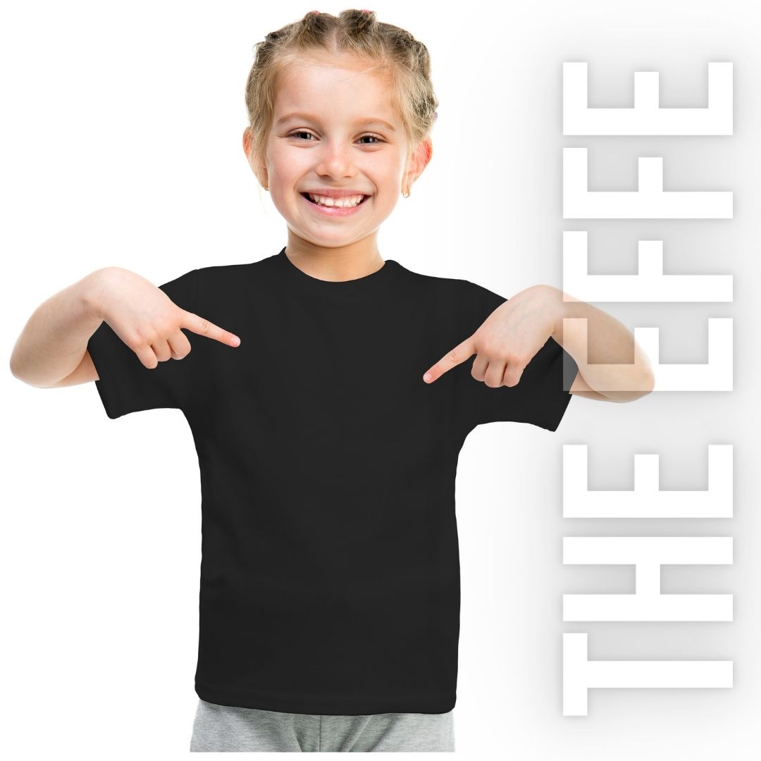 Çocuk Sıfır Yaka T-shirt - Siyah- Numune
