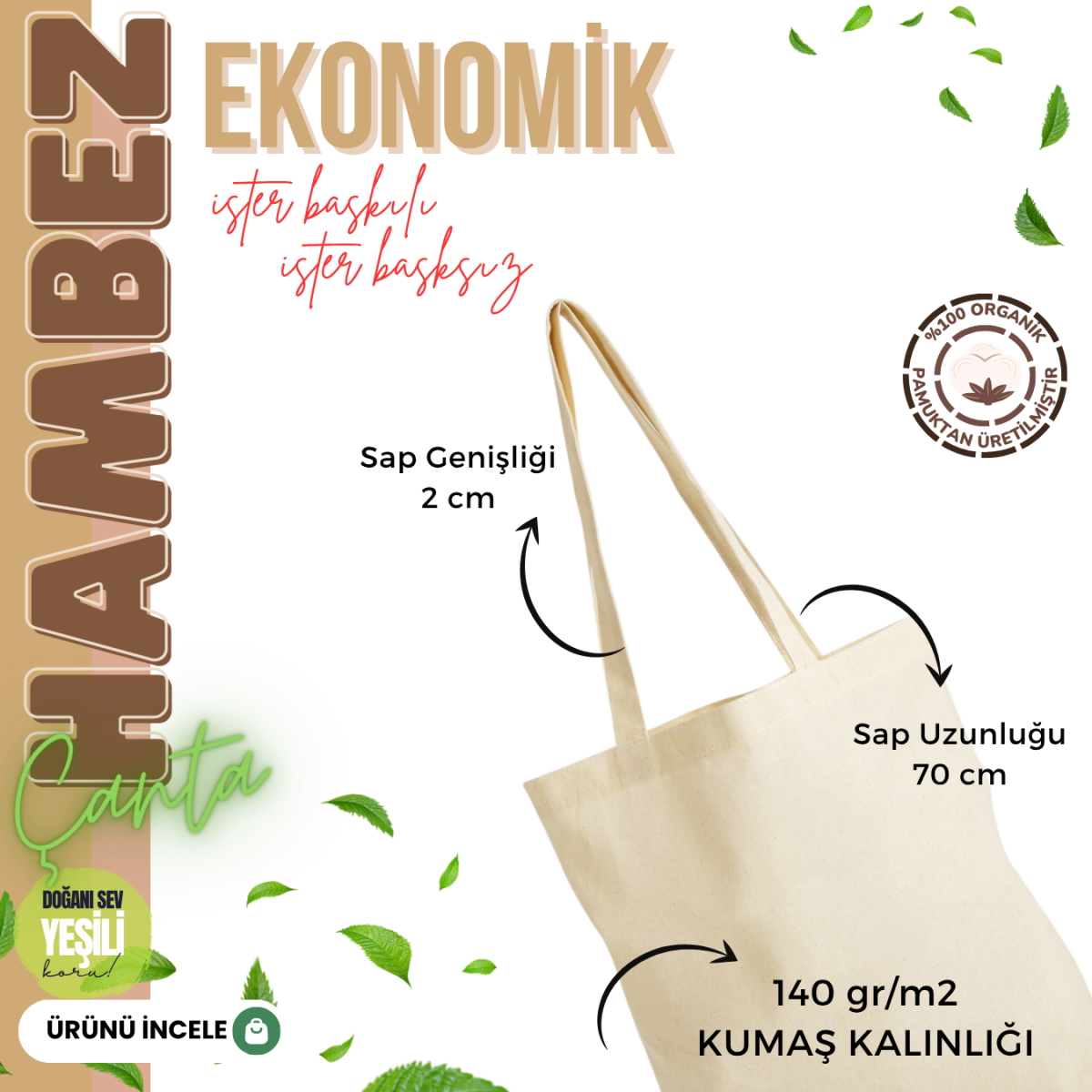 Hambez Çanta 35x40 cm - Toptan Basic (Promosyon) 250 Adet