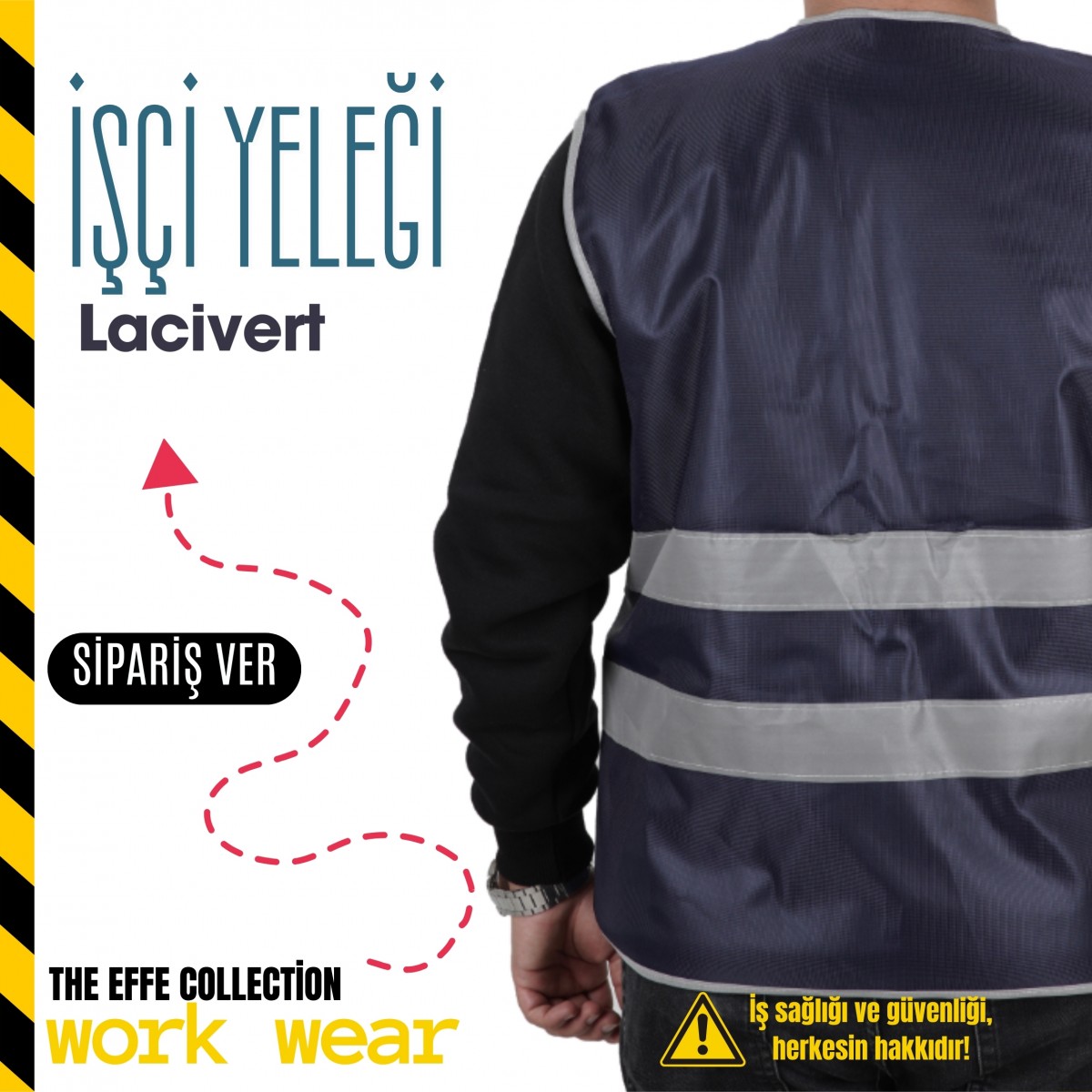 İşçi İkaz Yeleği Lacivert - Toptan  İş Kıyafeti