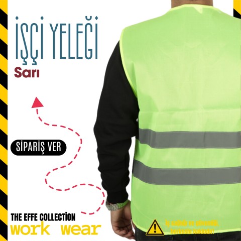 İşçi İkaz Yeleği Sarı - İş Kıyafeti- Numune