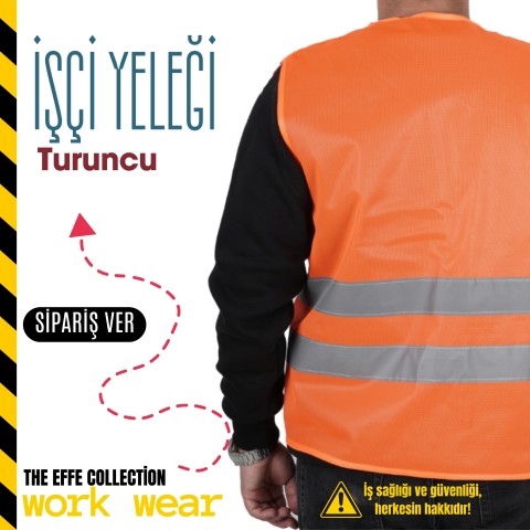 İşçi İkaz Yeleği Turuncu - İş Kıyafeti- Numune