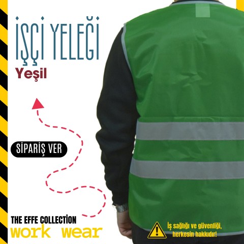 İşçi İkaz Yeleği Yeşil - İş Kıyafeti- Numune