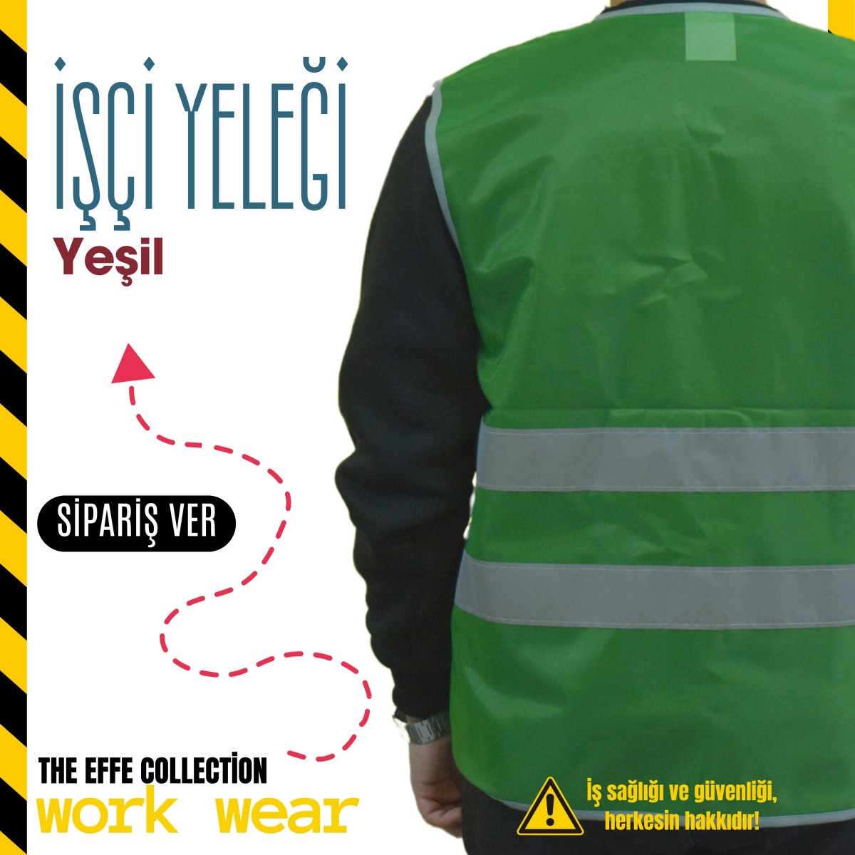 İşçi İkaz Yeleği Yeşil - Toptan  İş Kıyafeti
