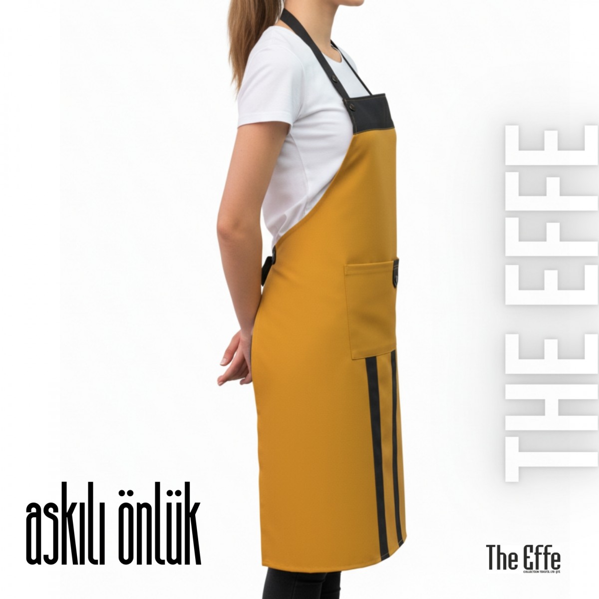 Mutfak-Aşçı Önlük Sarı-Siyah - İş Kıyafeti