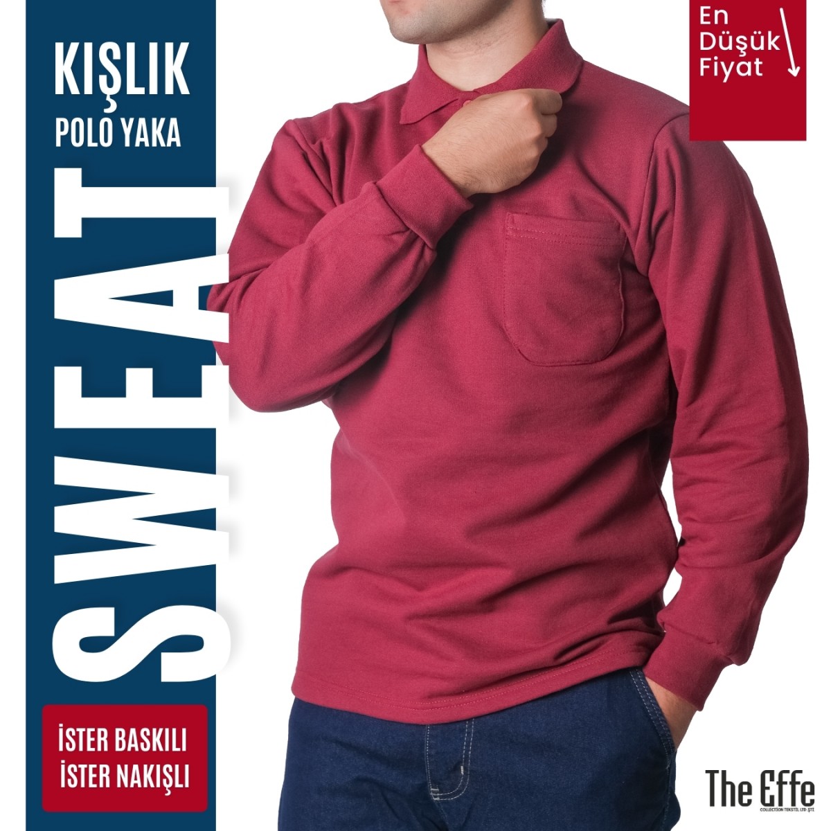 Polo Yaka Sweat Bordo - Toptan İş Kıyafeti