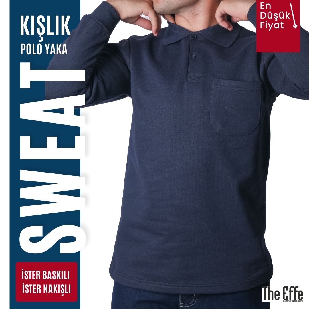 Polo Yaka Sweat Lacivert - Toptan İş Kıyafeti