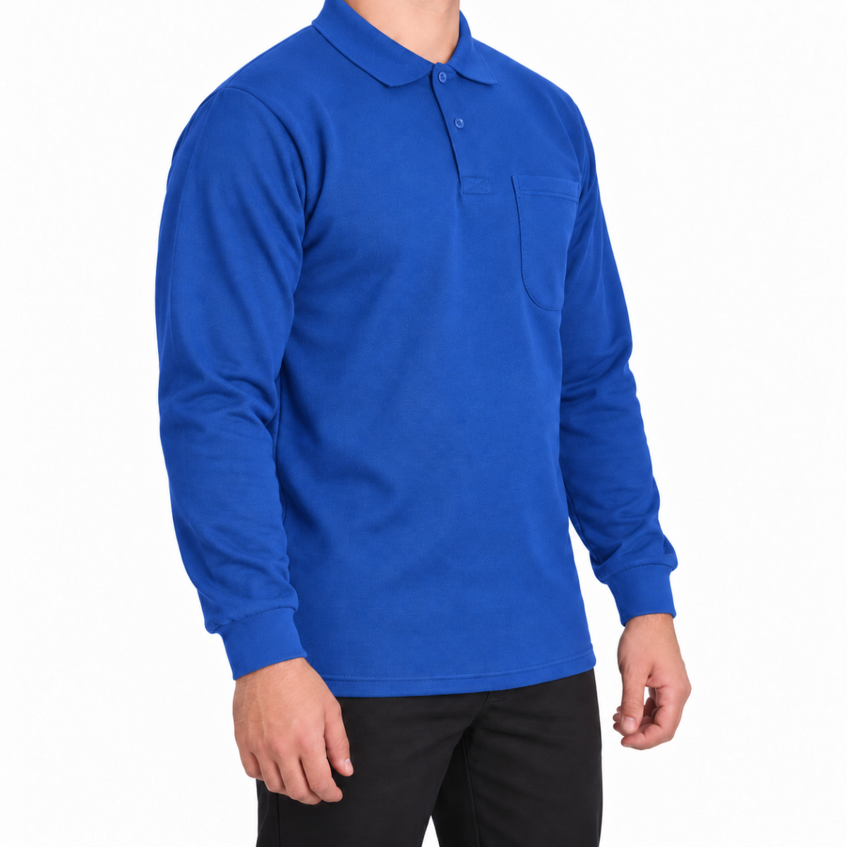 Polo Yaka Sweat Saks Mavi - Toptan İş Kıyafeti