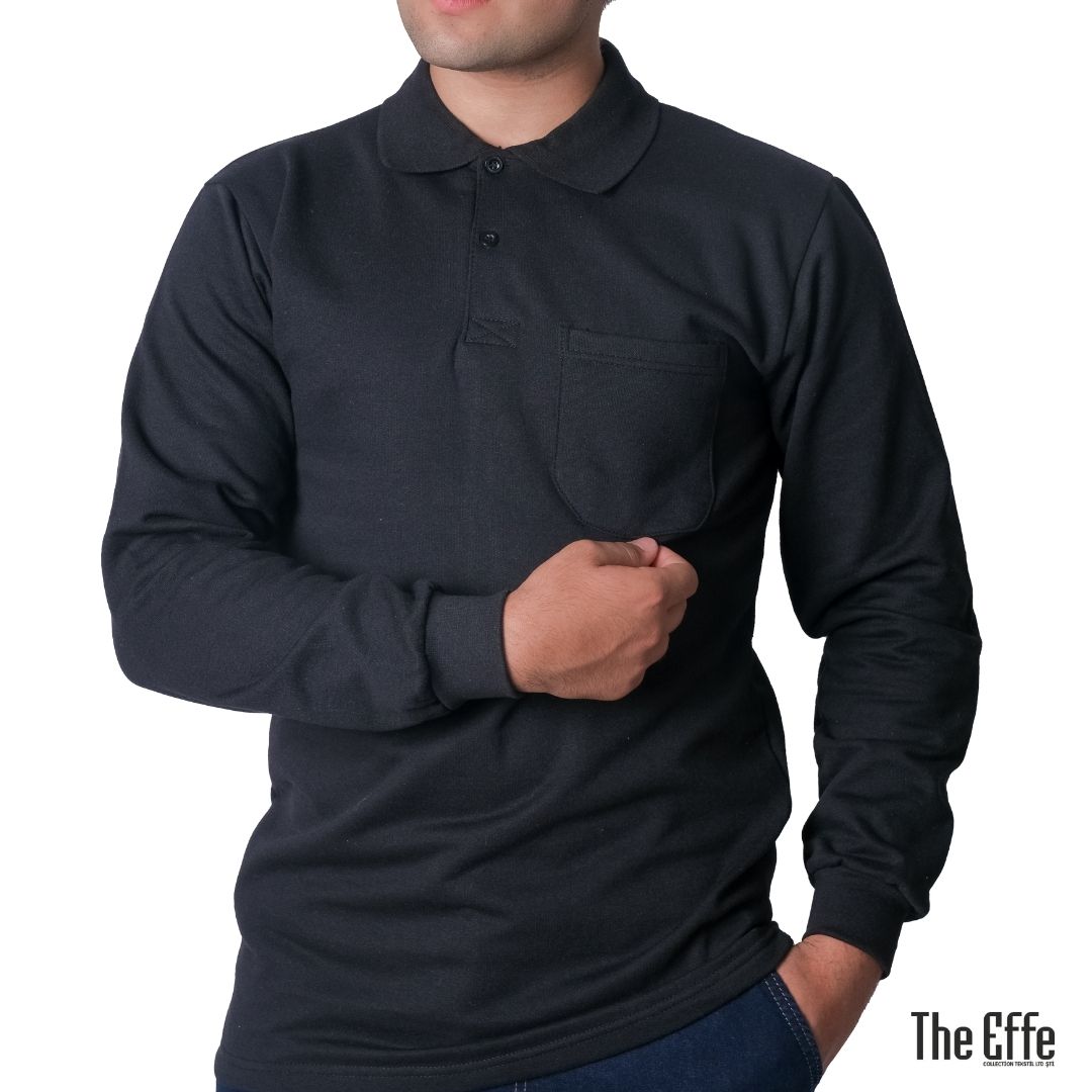 Polo Yaka Sweat Siyah - Toptan İş Kıyafeti