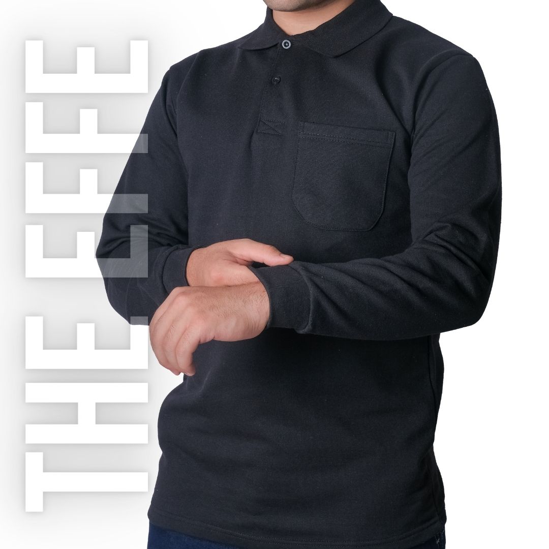 Polo Yaka Sweat Siyah - Toptan İş Kıyafeti