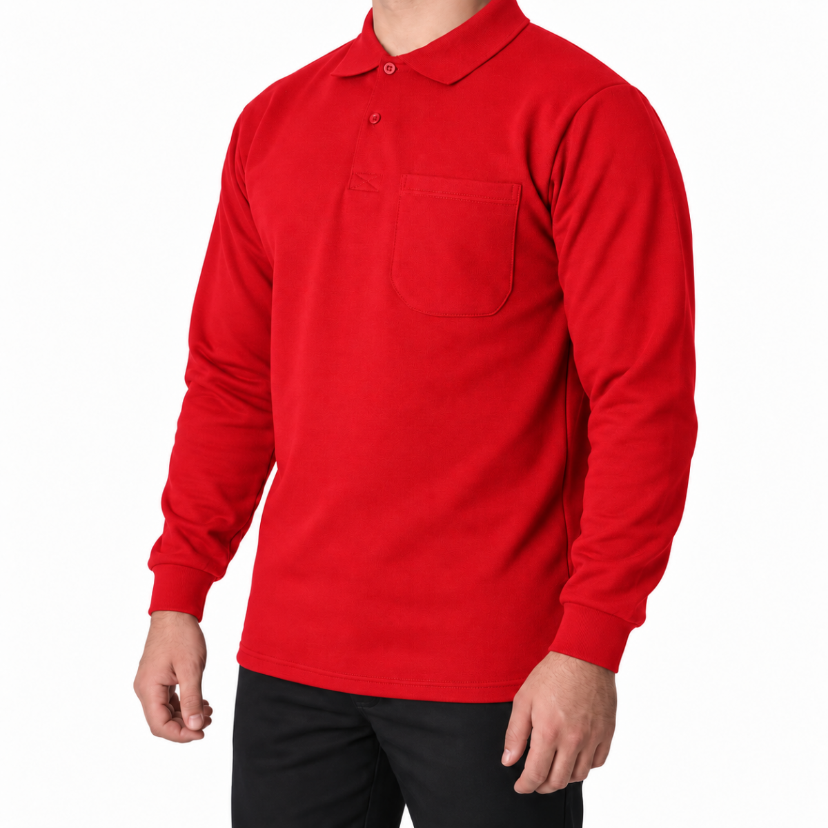 Polo Yaka Cepli Sweatshirt Kırmızı - Numune