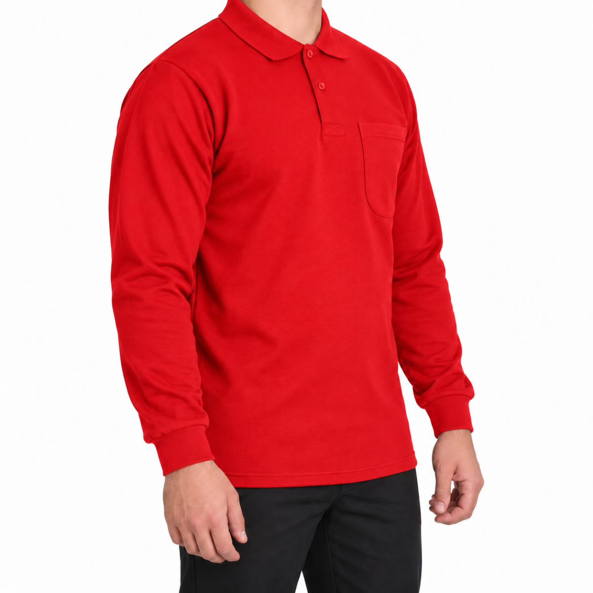 Polo Yaka Cepli Sweatshirt Kırmızı - Numune