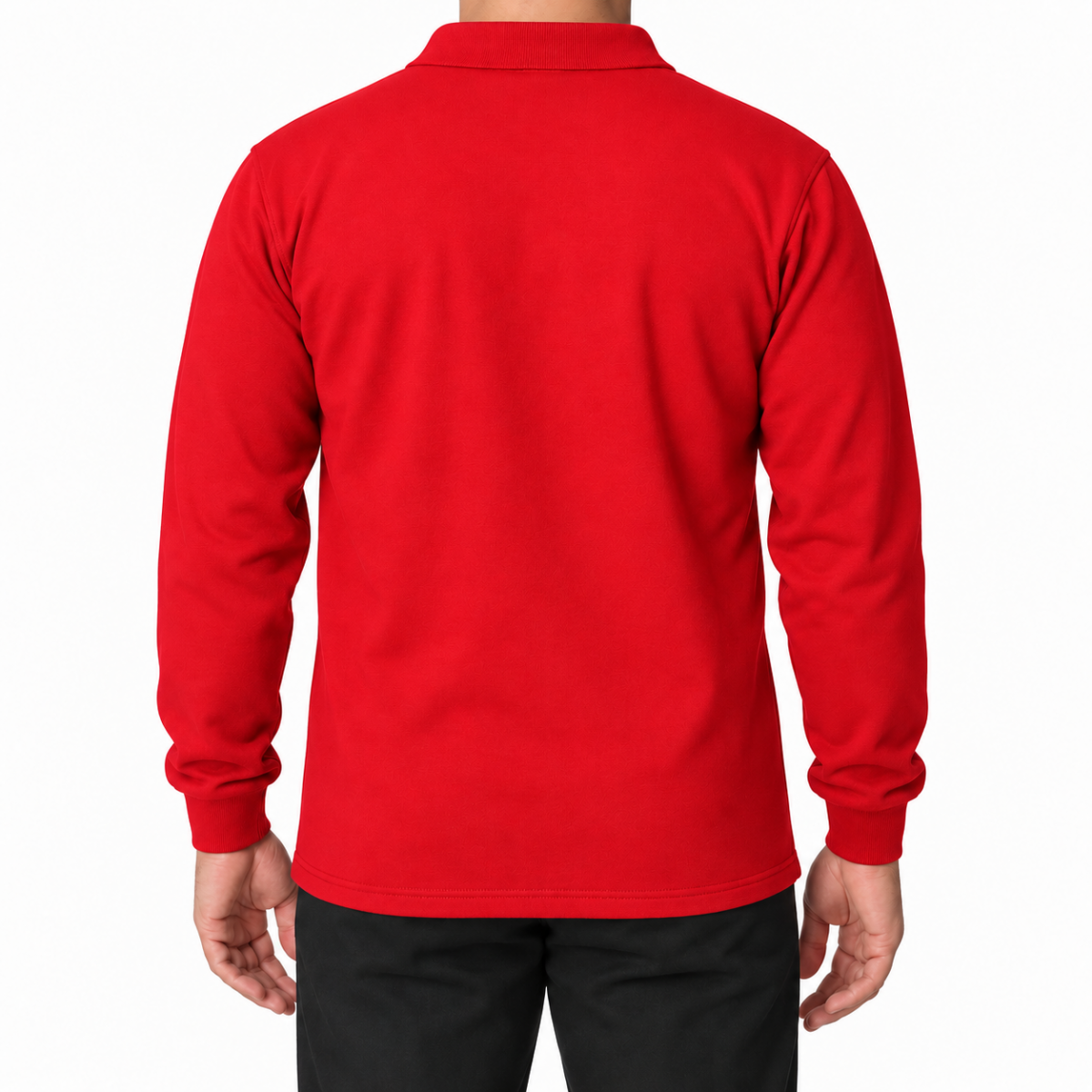 Polo Yaka Cepli Sweatshirt Kırmızı - Numune