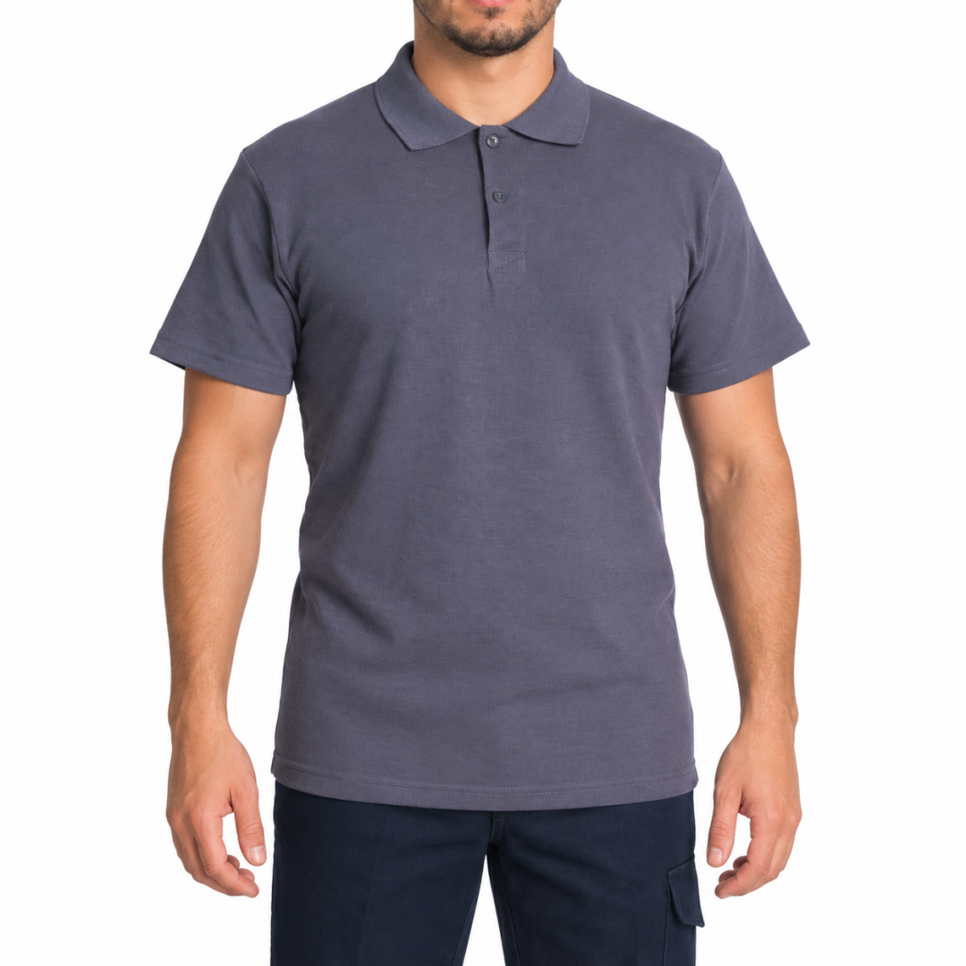 Polo Yaka T-shirt Antrasit Gri - Toptan Basic (Promosyon)