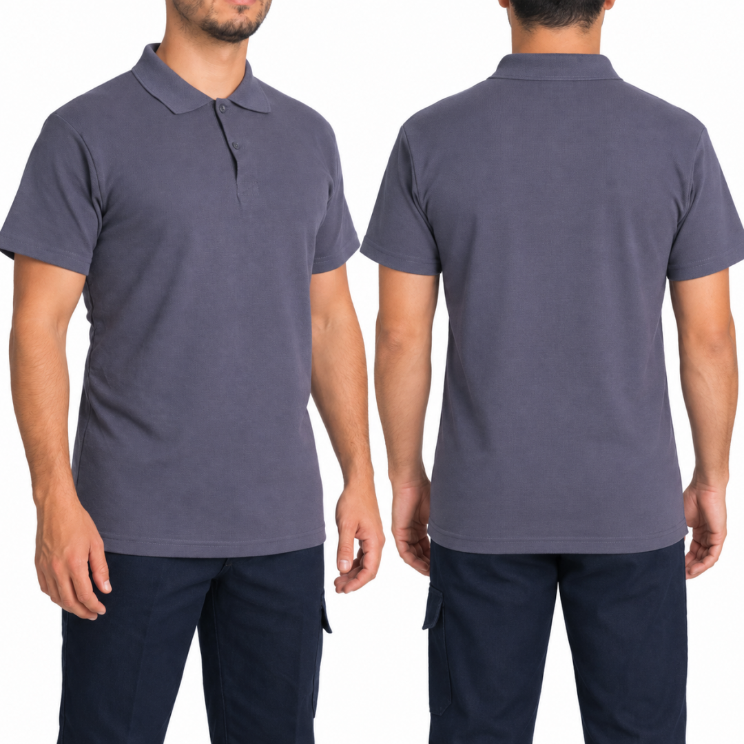 Polo Yaka T-shirt Antrasit Gri - Toptan Basic (Promosyon)