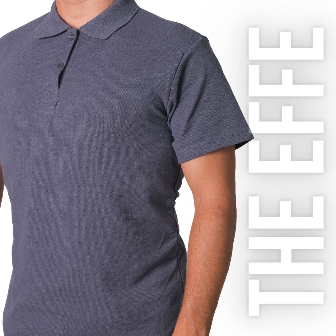 Polo Yaka T-shirt Antrasit Gri - Toptan Basic (Promosyon)