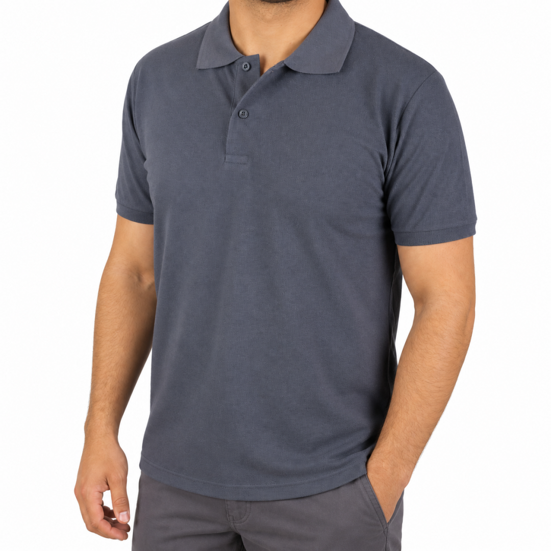 Polo Yaka T-shirt Antresit Gri - Toptan Premium- Numune