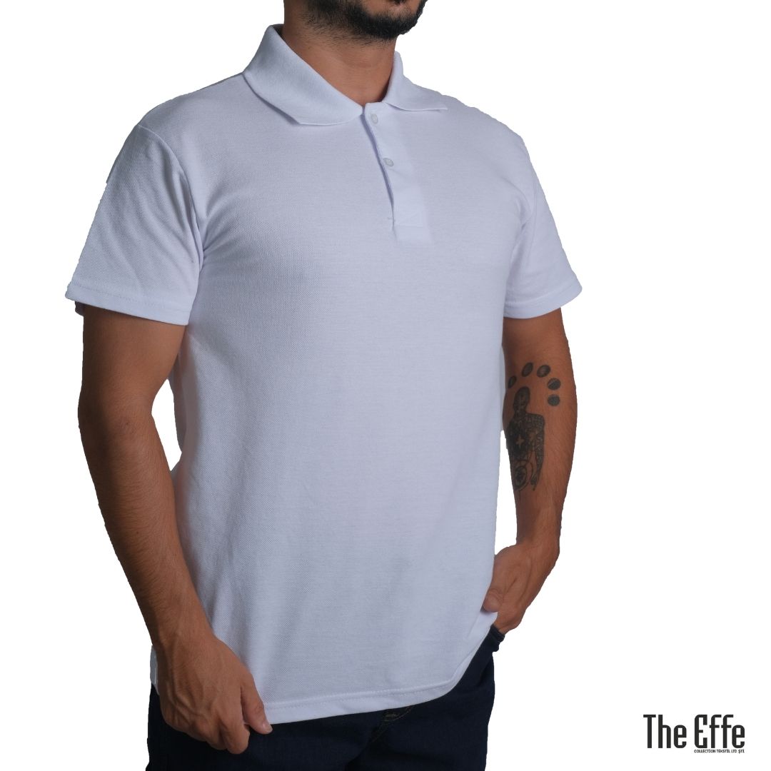 Polo Yaka T-shirt Beyaz - Basic (Promosyon)- Numune
