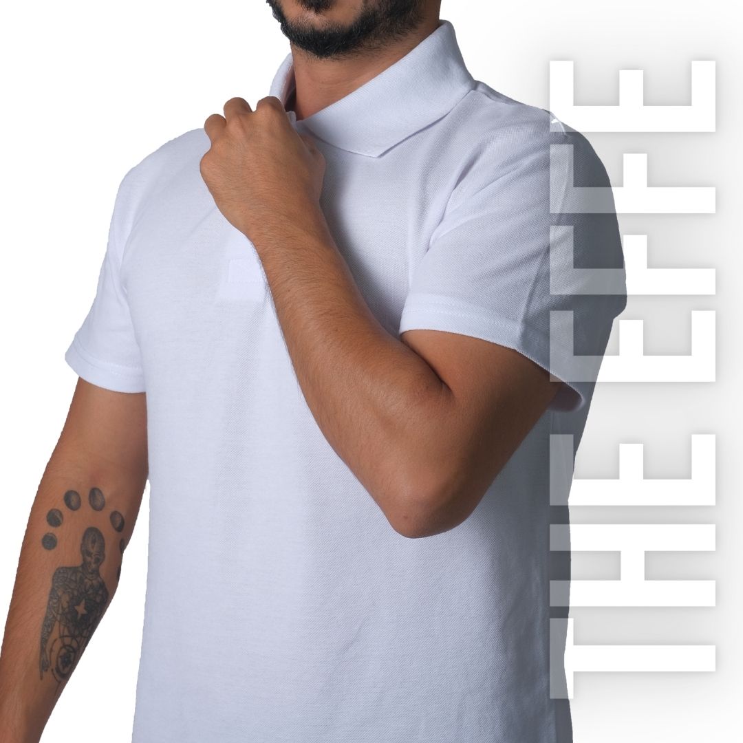 Polo Yaka T-shirt Beyaz - Basic (Promosyon)- Numune