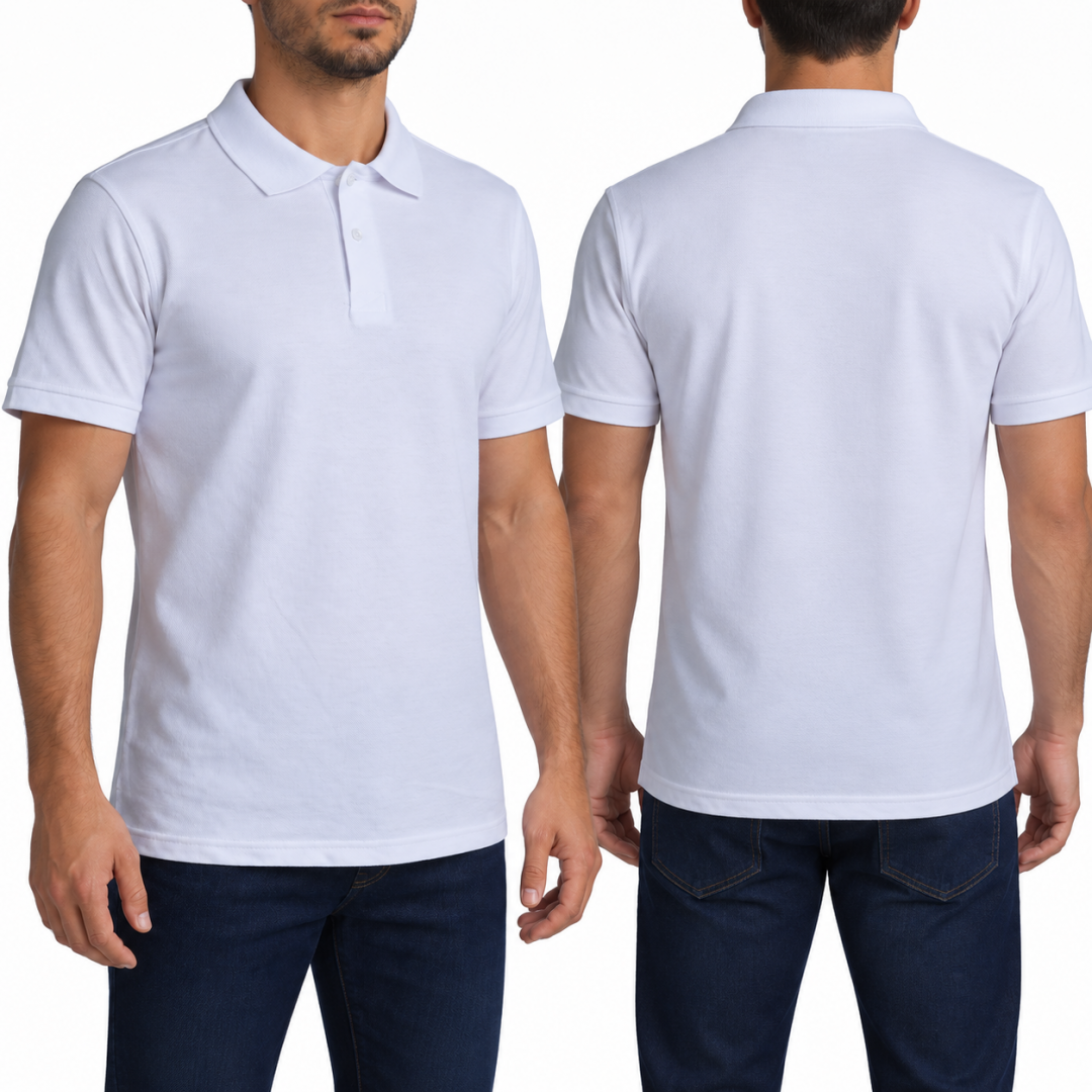 Polo Yaka T-shirt Beyaz - Toptan Basic (Promosyon)