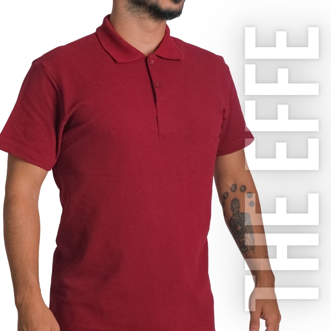 Polo Yaka T-shirt Bordo - Basic (Promosyon)- Numune