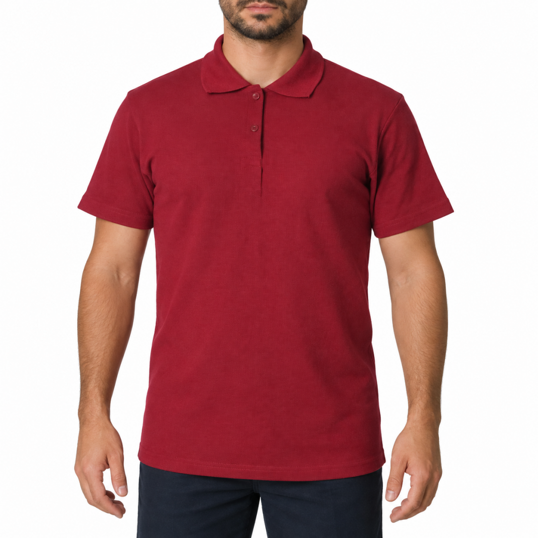 Polo Yaka T-shirt Bordo - Toptan Basic (Promosyon)