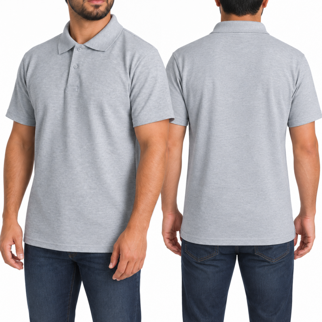 Polo Yaka T-shirt Gri - Basic (Promosyon)- Numune