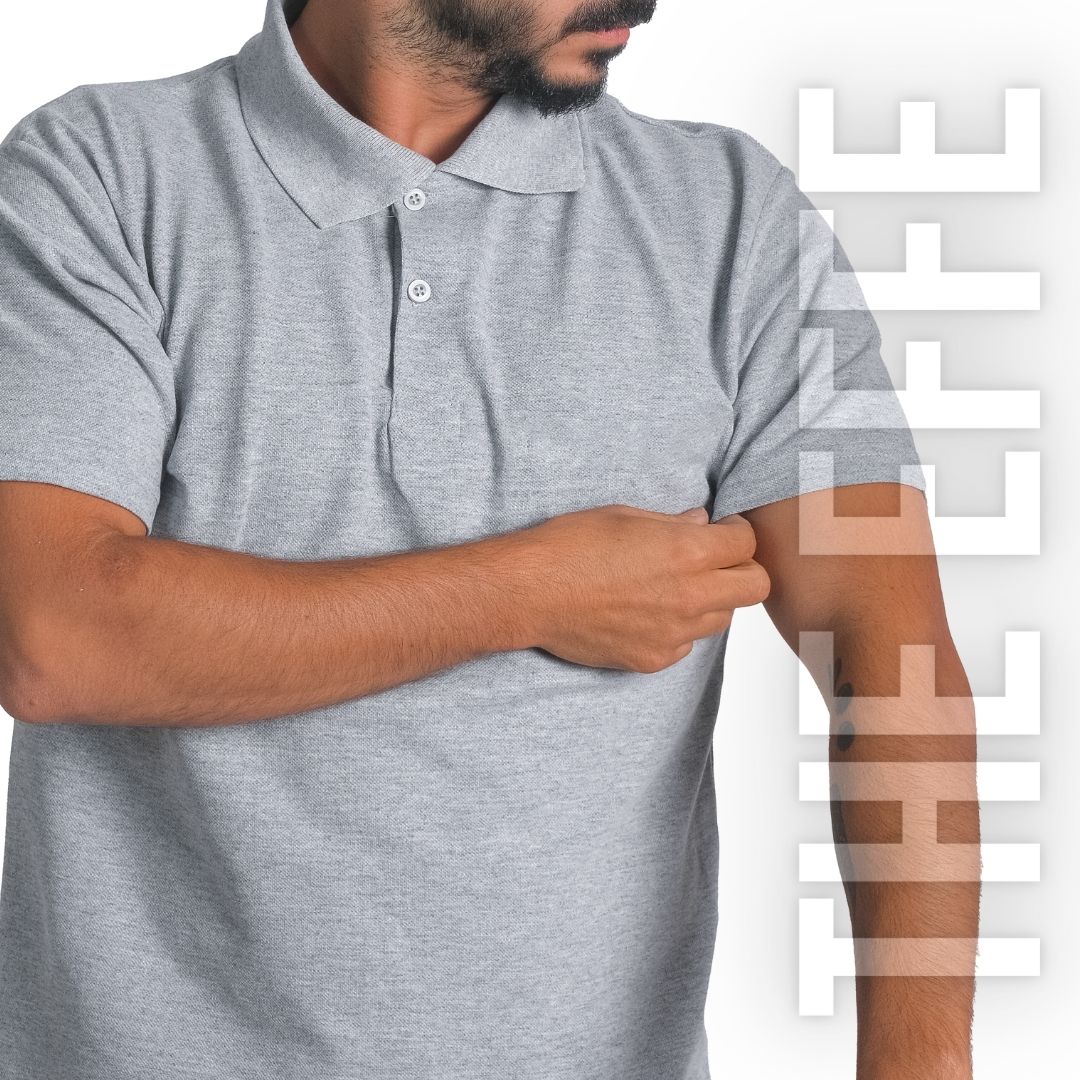 Polo Yaka T-shirt Gri - Toptan Basic (Promosyon)
