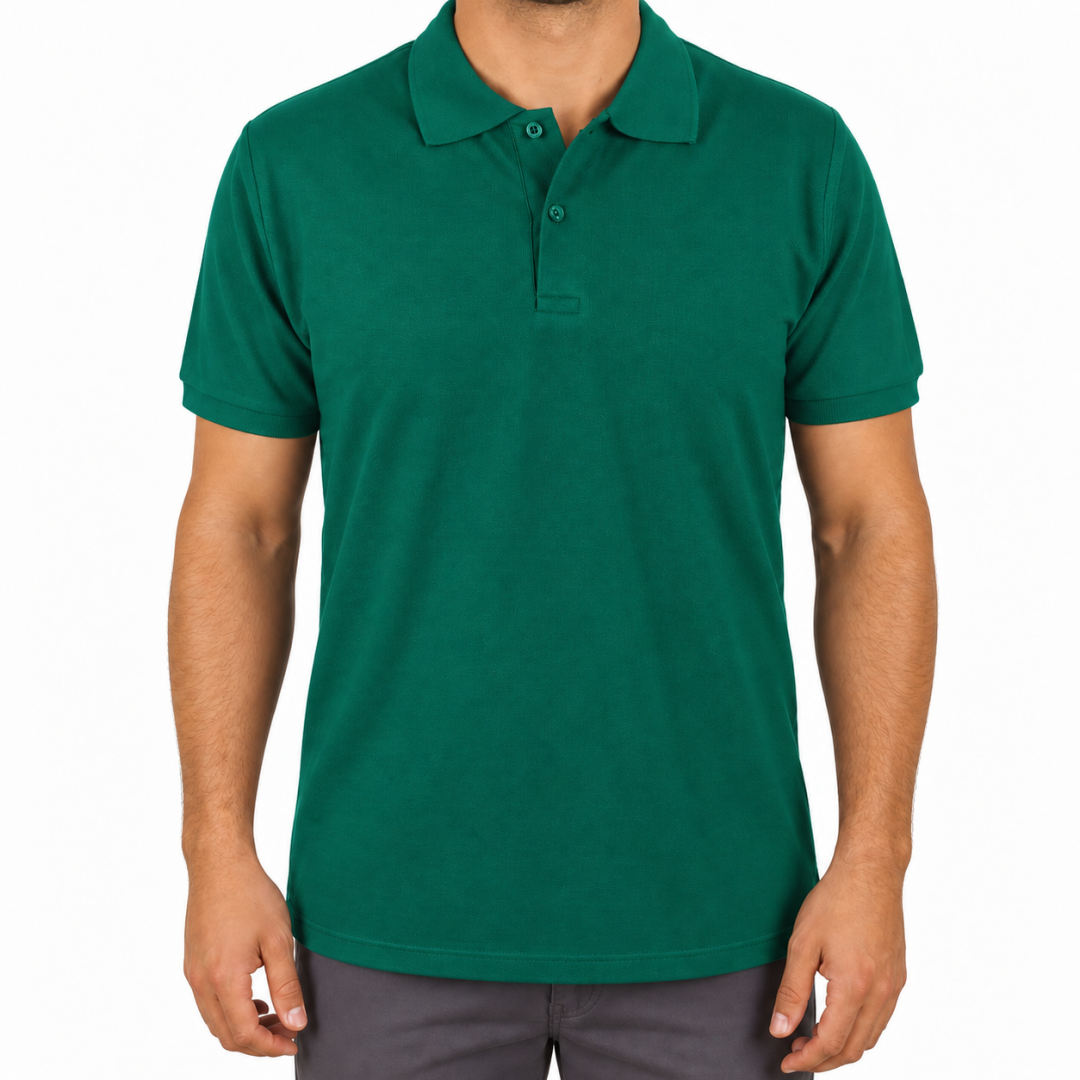 Polo Yaka T-shirt Koyu Yeşil - Toptan Premium- Numune