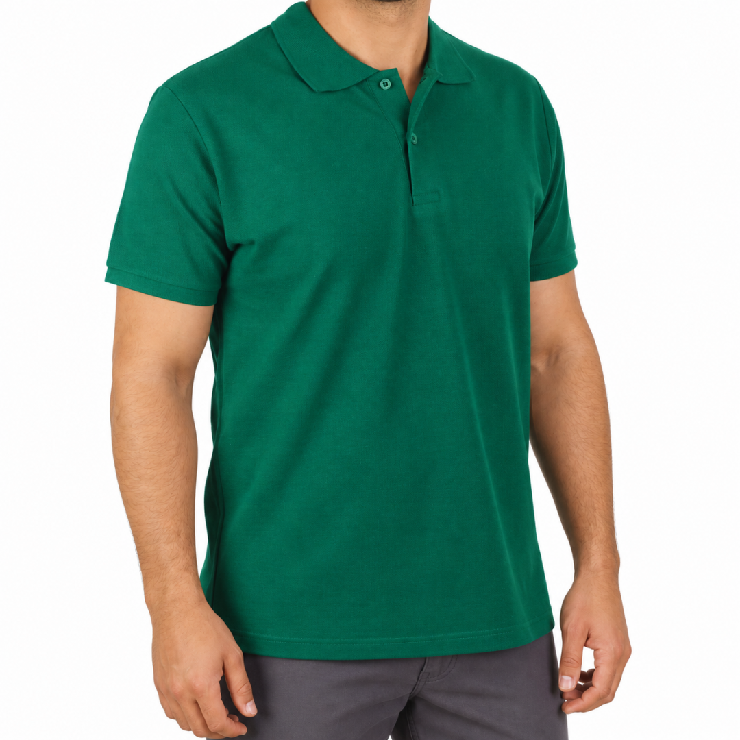 Polo Yaka T-shirt Koyu Yeşil - Toptan Premium- Numune