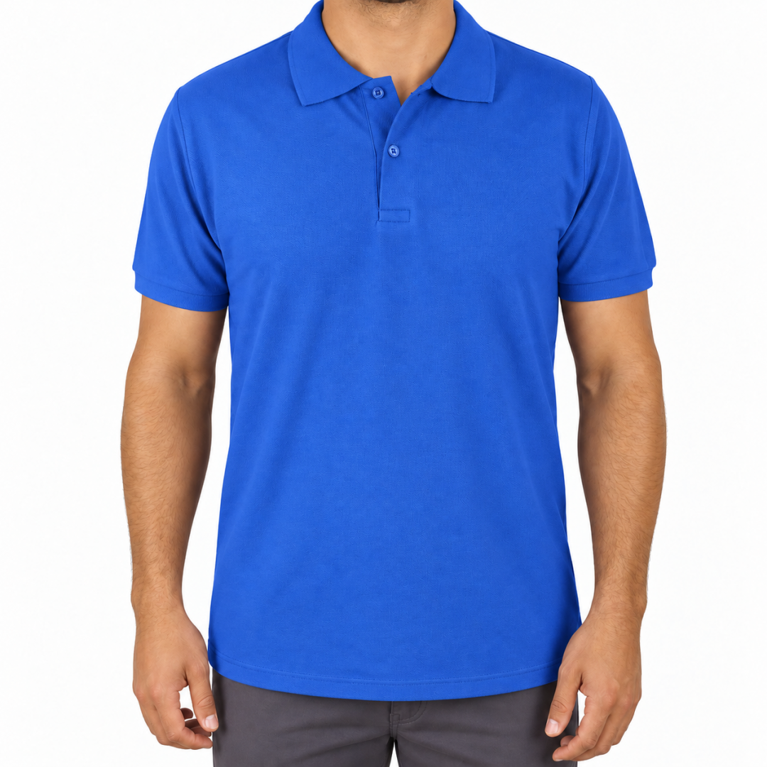 Polo Yaka T-shirt Saks Mavi - Toptan Premium- Numune