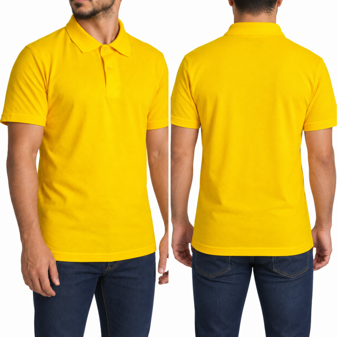 Polo Yaka T-shirt Sarı - Basic (Promosyon)- Numune