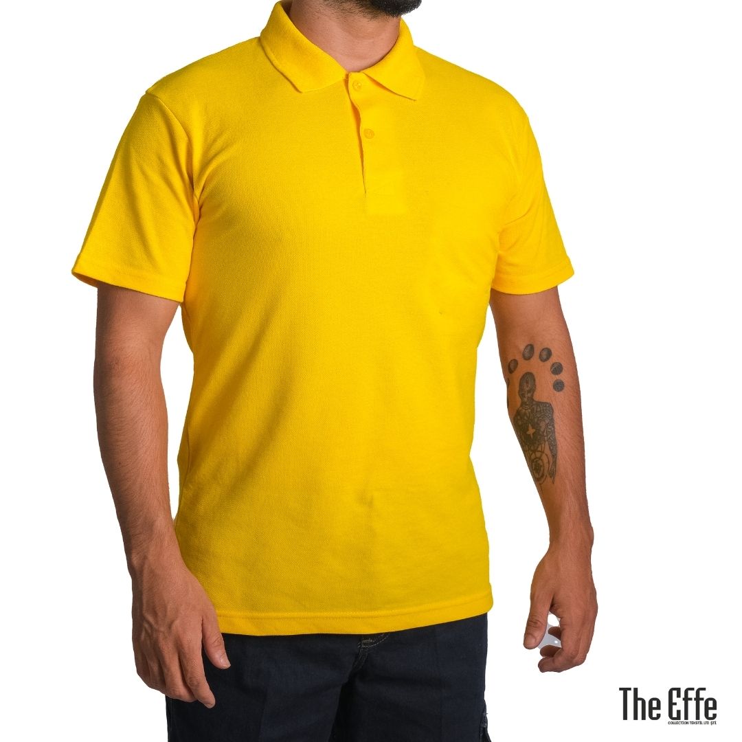 Polo Yaka T-shirt Sarı - Basic (Promosyon)- Numune