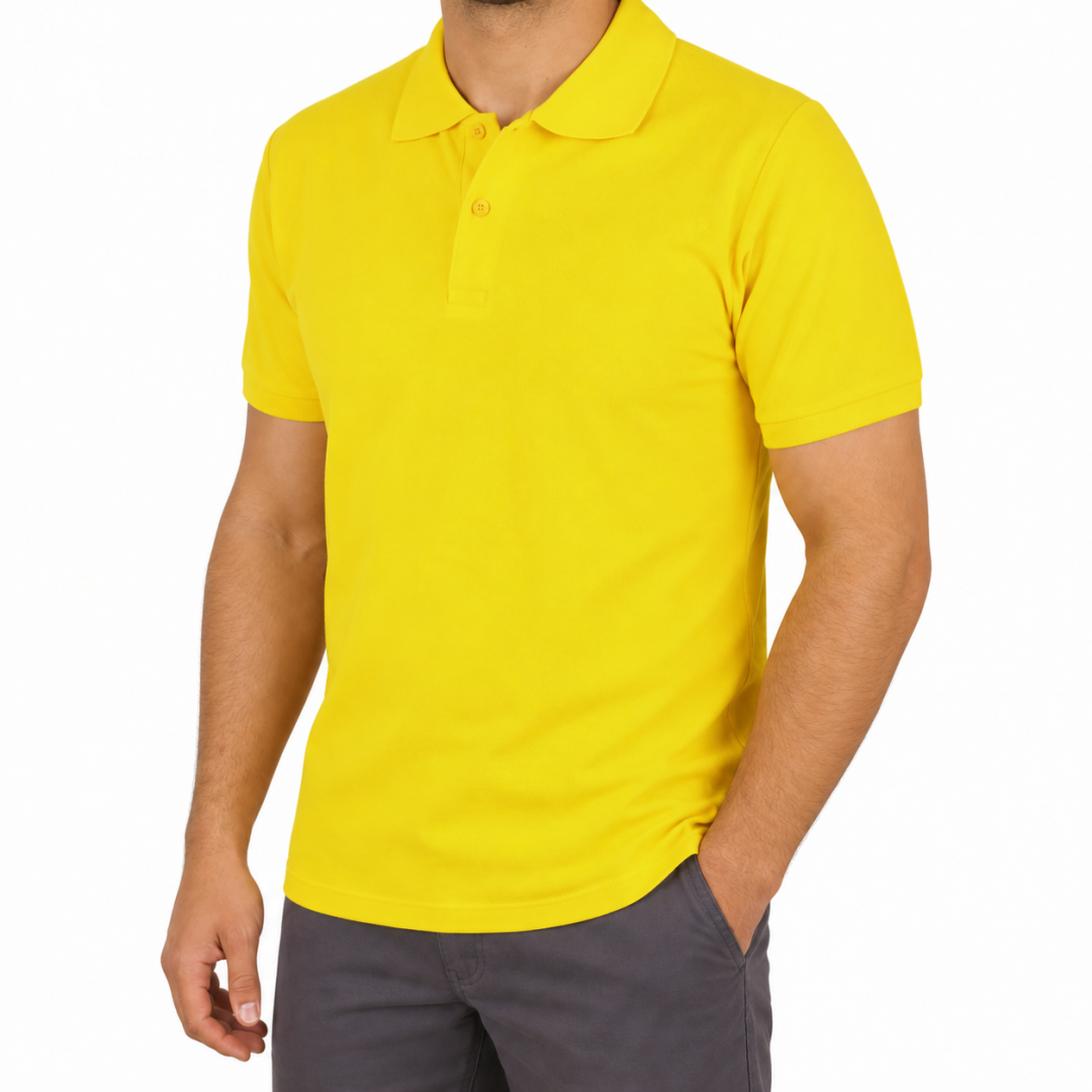 Polo Yaka T-shirt Sarı - Toptan Premium- Numune