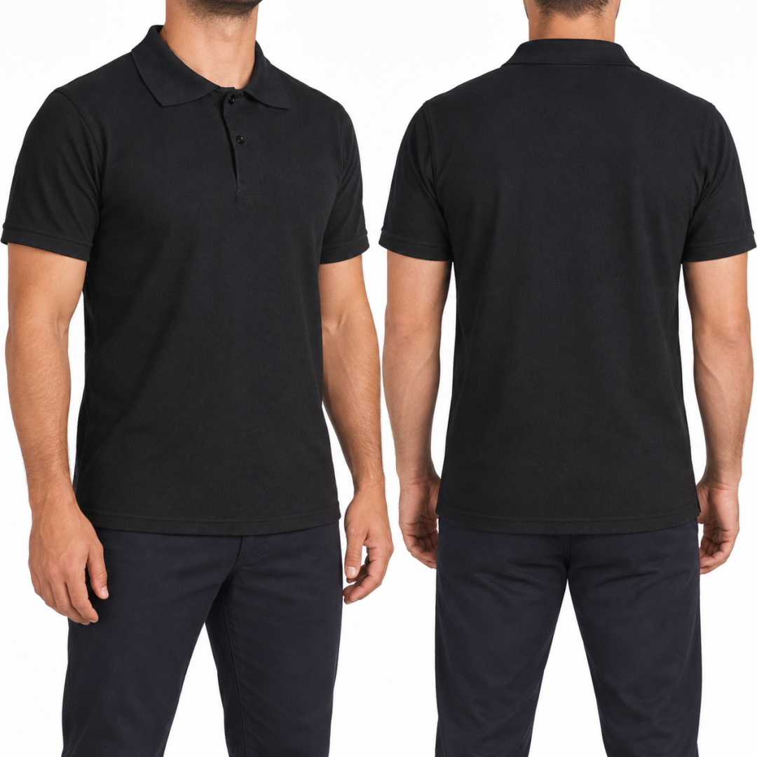 Polo Yaka T-shirt Siyah - Basic (Promosyon)- Numune