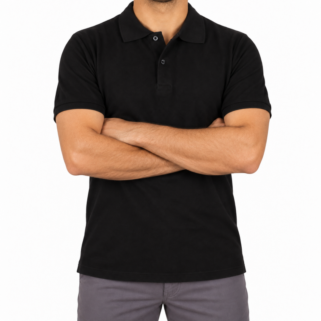 Polo Yaka T-shirt Siyah - Toptan Premium