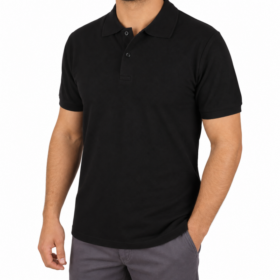 Polo Yaka T-shirt Siyah - Toptan Premium