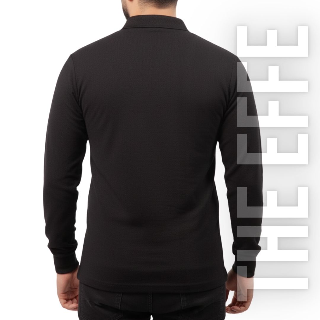 Polo Yaka Uzun Kol T-shirt Siyah - Toptan Premium - Numune Polo Yaka Uzun Kol T-shirt Siyah - Toptan Premium - Numune