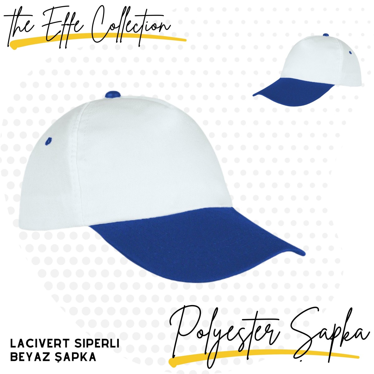 Polyester Şapka Lacivert Siperli Beyaz