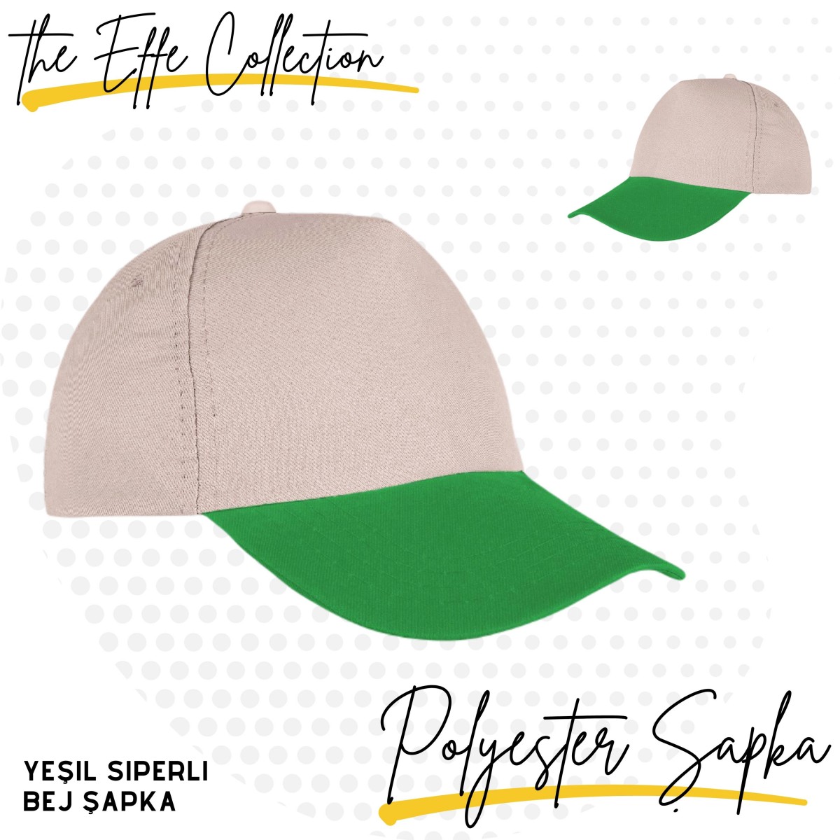 Polyester Şapka Yeşil Siper Bej