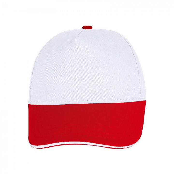 Şapka Gabardin Beyaz-Kırmızı - Toptan Basic (Promosyon)