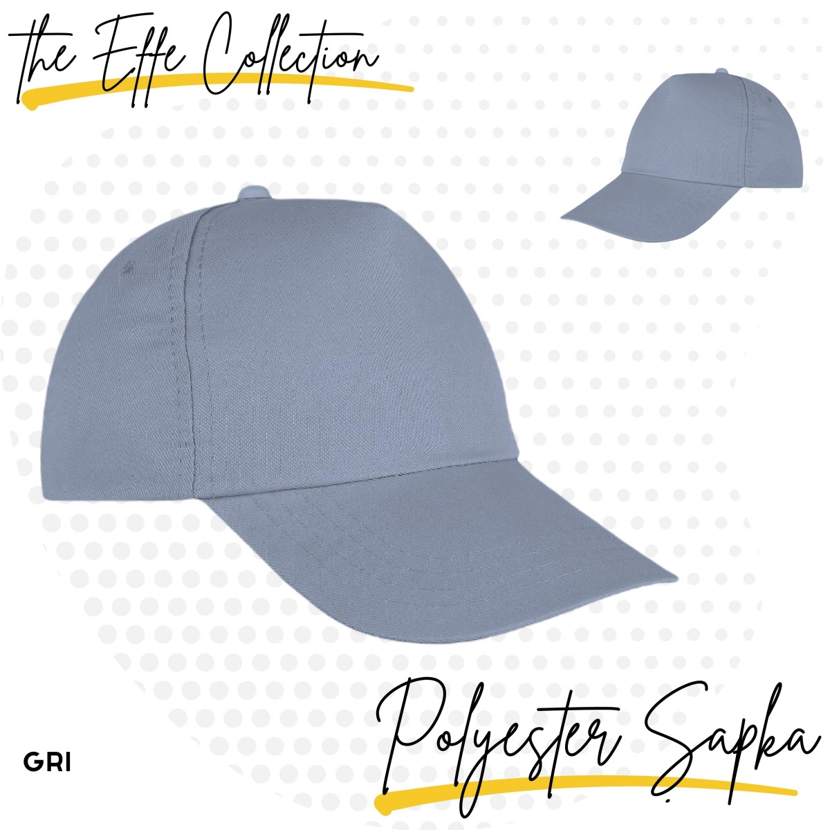Şapka Polyester Gri - Toptan Basic (Promosyon)