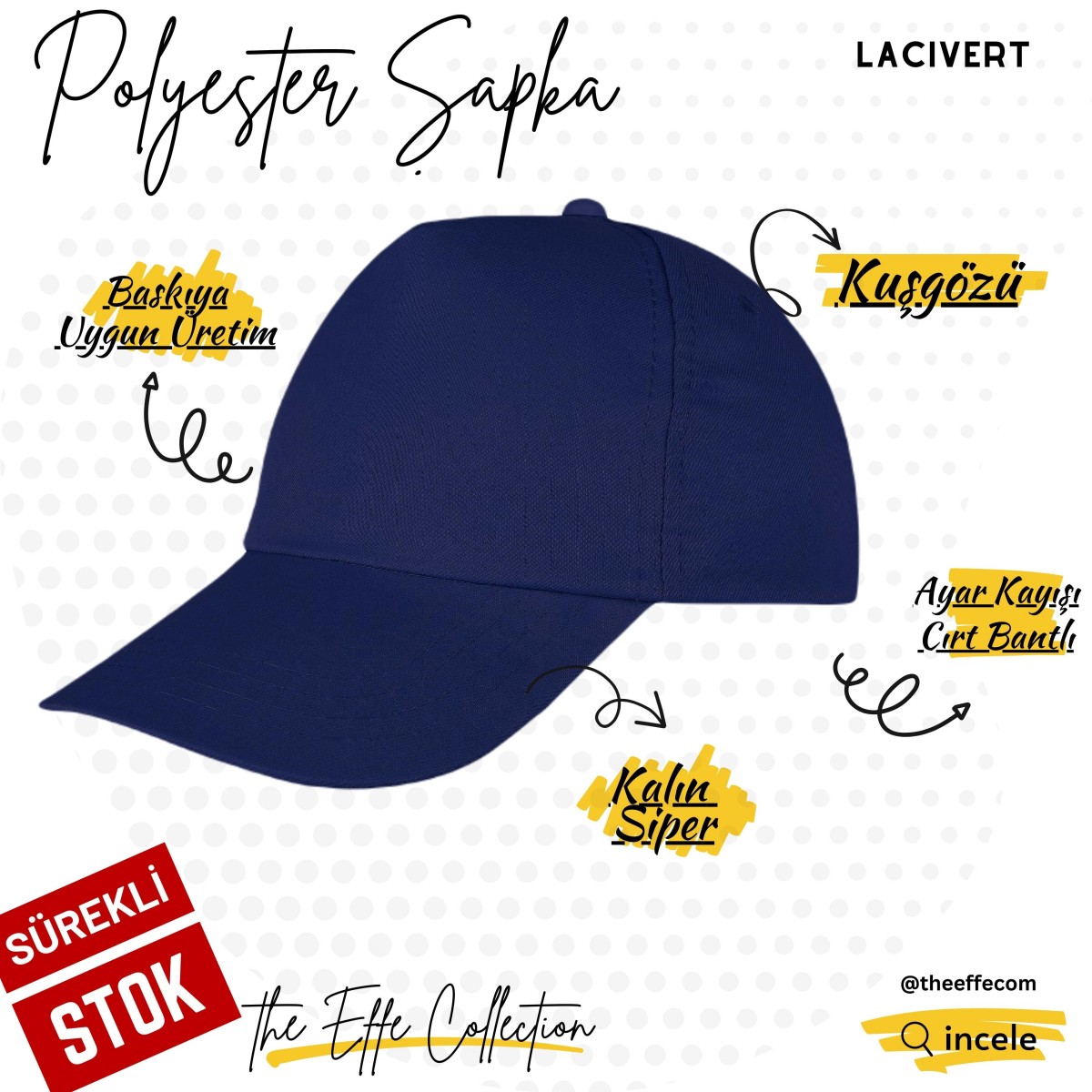Şapka Polyester Lacivert - Toptan Basic (Promosyon)