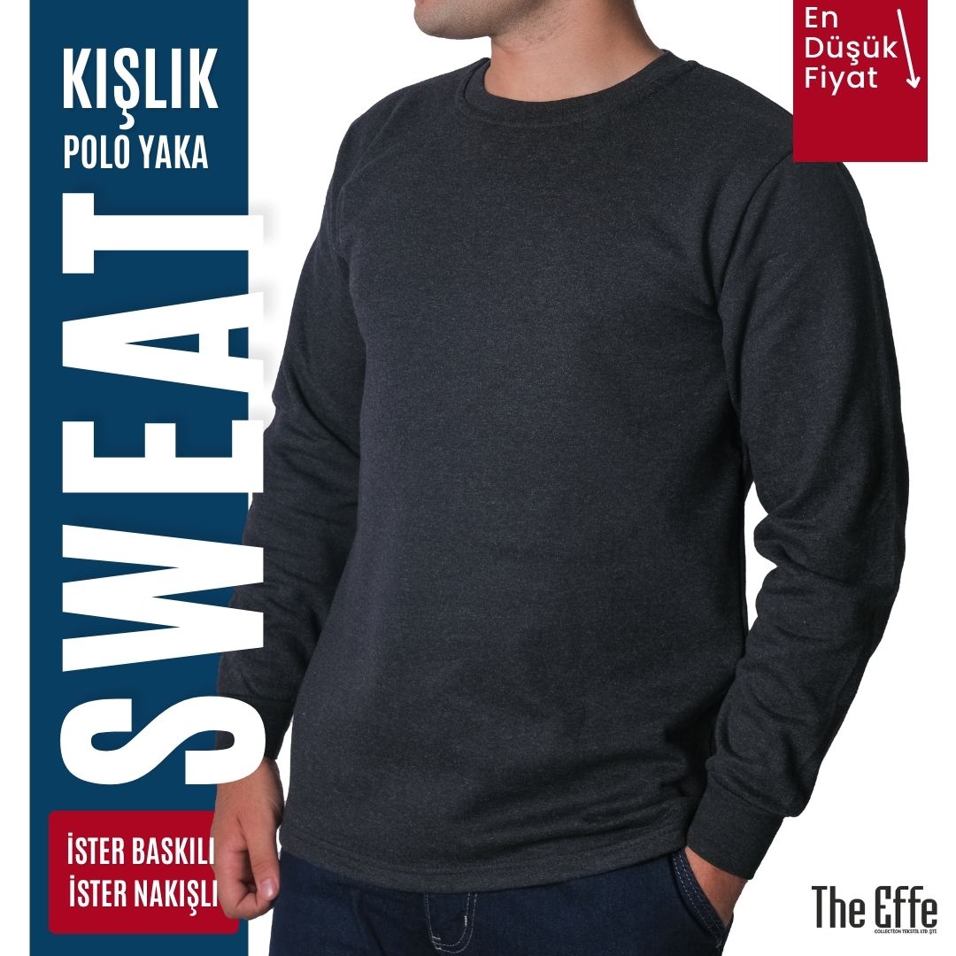 Sıfır Yaka Sweat Füme - Toptan İş Kıyafeti