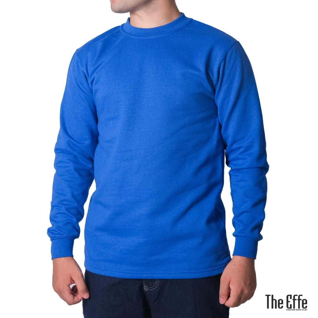 Sıfır Yaka Sweat Saks Mavi - Toptan İş Kıyafeti