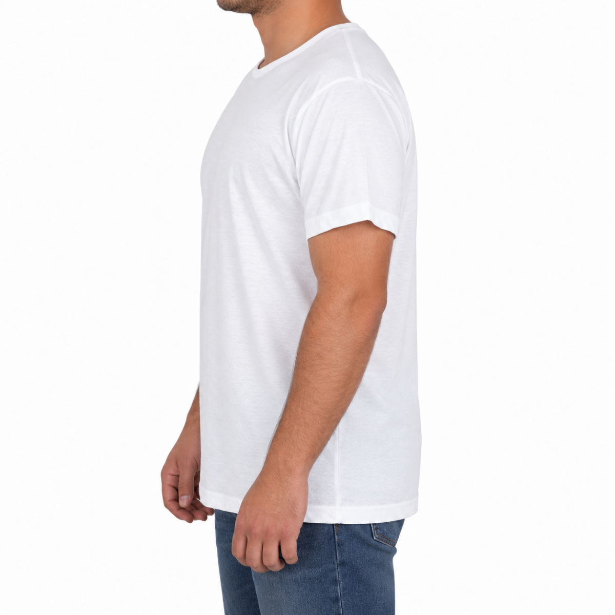 Sıfır Yaka T-shirt Beyaz - Basic (Promosyon)- Numune