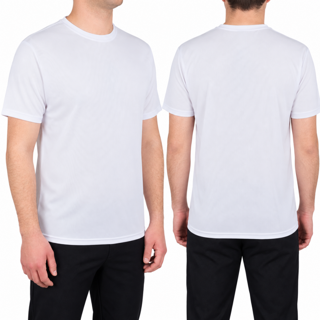 Sıfır Yaka T-shirt Beyaz - Dry Touch- Numune