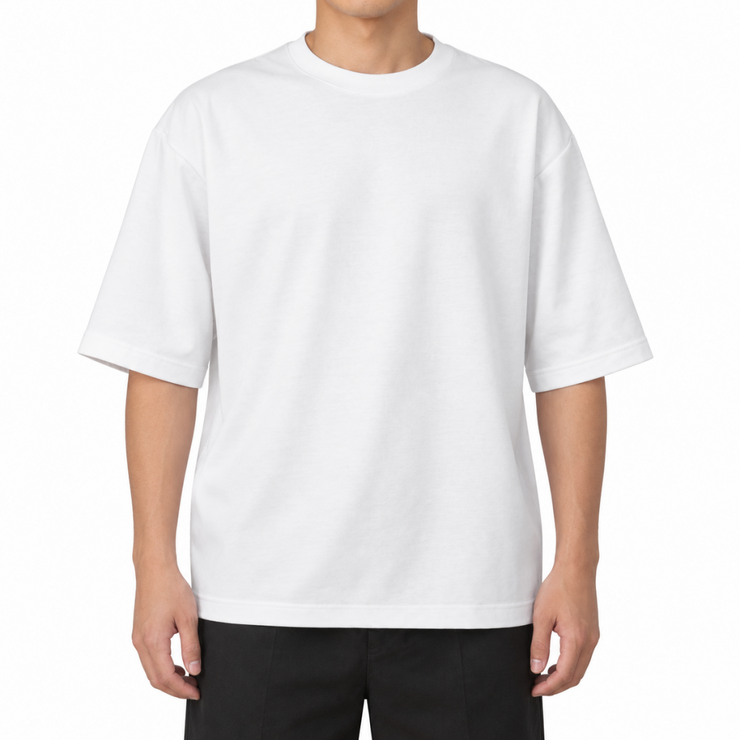 Sıfır Yaka T-shirt Beyaz - Oversize - Numune